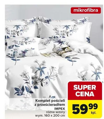 Komplet pościeli z prześcieradłem różne wzory Impex promocja w Carrefour