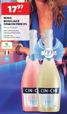 Wino musujące bezalkoholowe Cin&Cin Free białe półwytrawne promocja w Stokrotka