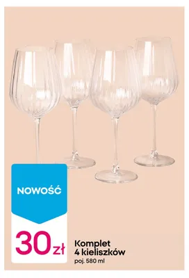 Komplet 4 kieliszków poj. 580 ml promocja w Pepco