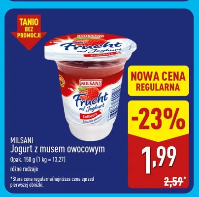 Jogurt z musem owocowym Milsani promocja w Aldi