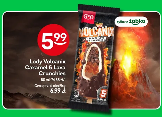Lody Volcanix Caramel & Lava Crunchies Algida promocja w Żabka