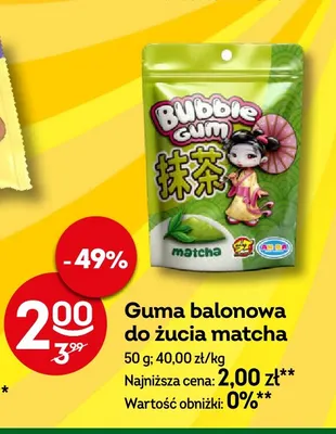 Guma balonowa do żucia matcha Ah-Ha promocja w Żabka