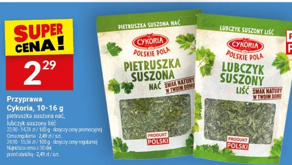 Przyprawa Cykoria Pietruszka suszona nać promocja w Twój Market