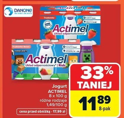 Jogurt actimel ultra odpornościowy kids różne rodzaje promocja w Carrefour Market