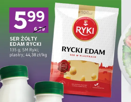 Ser żółty Edam Rycki plastry promocja w Stokrotka