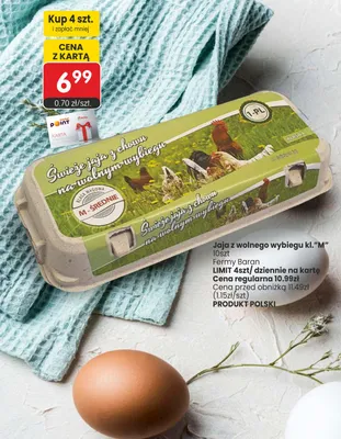 Jaja z wolnego wybiegu Fermy Baran kl. M promocja w Market Point
