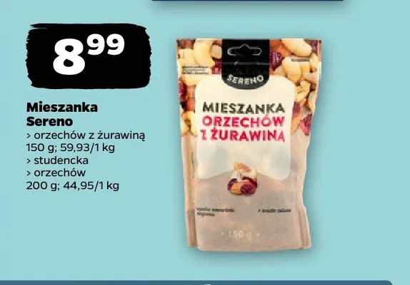 Mieszanka Sereno orzechów z żurawiną promocja w Netto