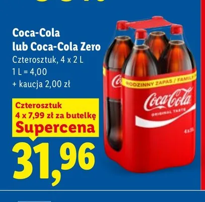 Napój gazowany Coca-Cola Zero 4-pak promocja w Lidl