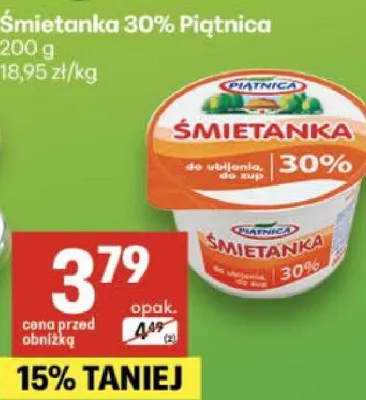 Śmietanka 30% Piątnica promocja w Delikatesy Centrum