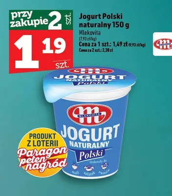 Jogurt Polski naturalny Mlekovita promocja w TOPAZ