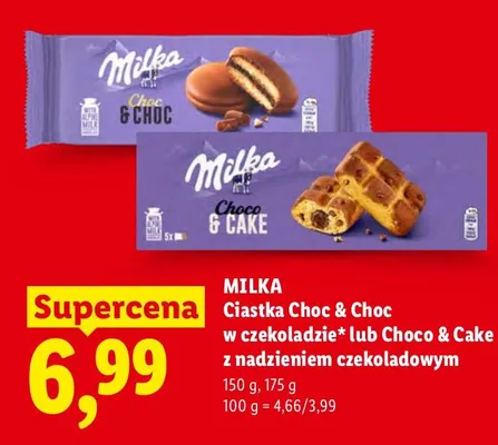 Ciastka Choco & Cake z nadzieniem czekoladowym Milka promocja w Lidl