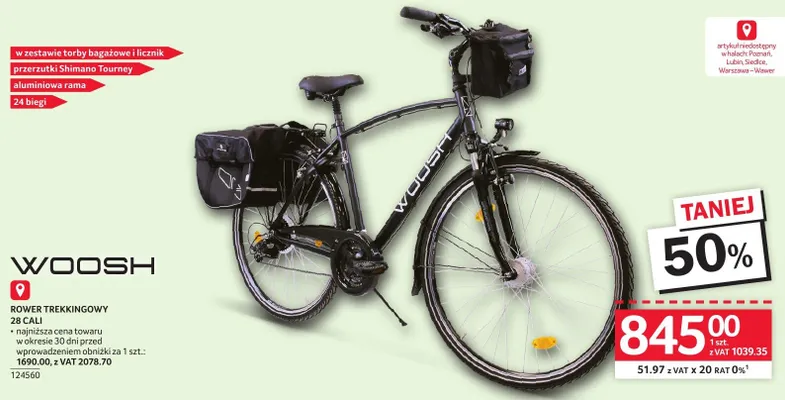Rower trekkingowy Woosh 26 cali promocja w Selgros