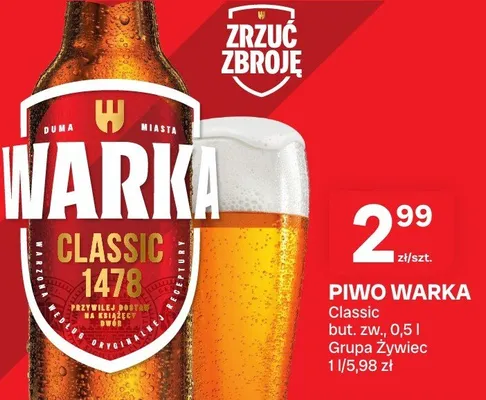 Piwo Warka Classic but. zw. promocja w Chorten
