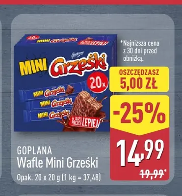 Wafle Mini Grześki 20-pak promocja w Aldi