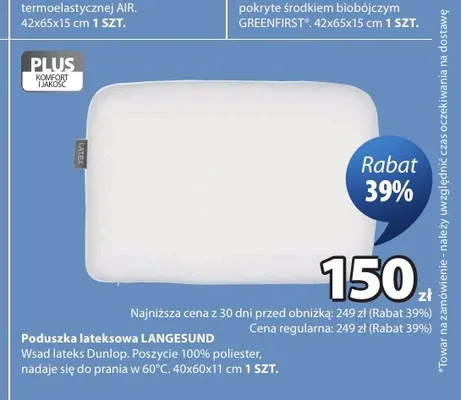 Poduszka lateksowa Langesund 40x60x11 cm promocja w Jysk