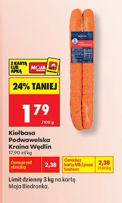 Kiełbasa podwawelska Kraina Wędlin promocja w Biedronka
