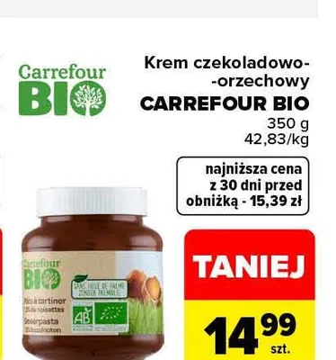 Krem czekoladowo-orzechowy Carrefour Bio promocja w Carrefour Market