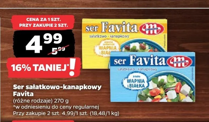 Ser sałatkowo-kanapkowy Favita promocja w Netto