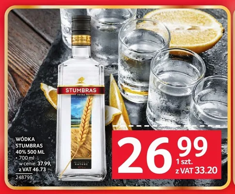 Wódka STUMBRAS 40% promocja w Selgros
