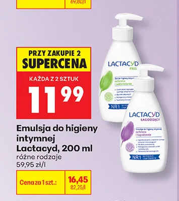 Emulsja do higieny intymnej Lactacyd Łagodzący promocja w Biedronka