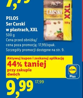 Ser Carski w plastrach XXL Pilos promocja w Lidl