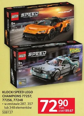 Klocki SPEED LEGO CHAMPIONS McLaren lub DeLorean 77256, 77248 promocja w Selgros
