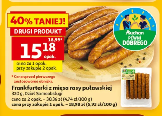 Frankfurterki z mięsa rasy puławskiej Pewni Dobrego promocja w Auchan