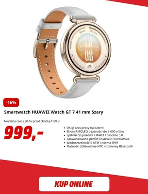 Smartwatch Huawei Watch Gt 5 41 mm szary promocja w Media Markt