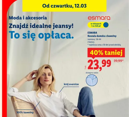 Koszula damska z bawełny promocja w Lidl
