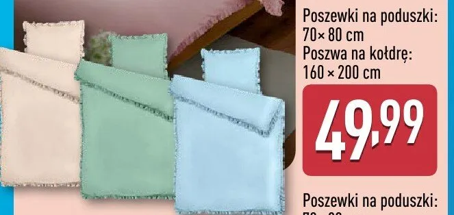 Pościel z satyny poliestrowej 160x200 + 2x 70x80 cm promocja w Aldi