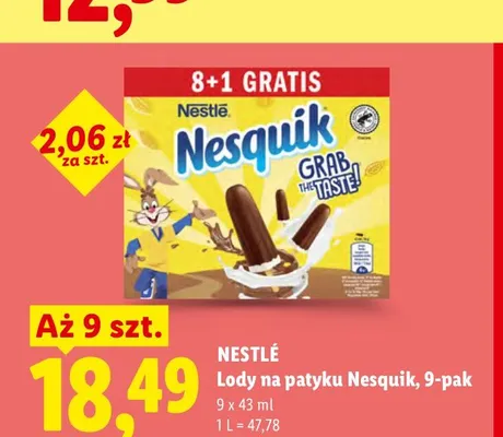 Lody na patyku Nesquik Nestlé 9-pak promocja w Lidl