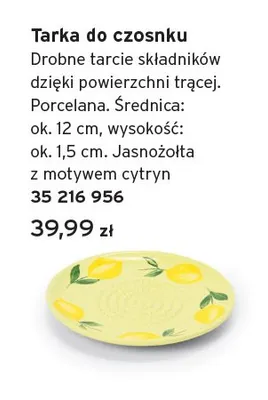 Tarka do czosnku porcelana jasnożółta z motywem cytryn 12x1,5cm promocja w Tchibo