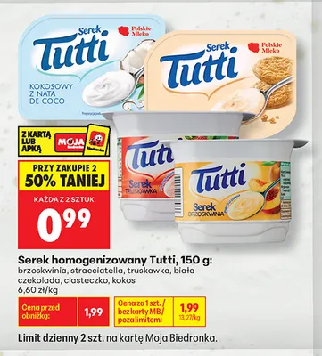 Serek homogenizowany stracciatella Tutti promocja w Biedronka