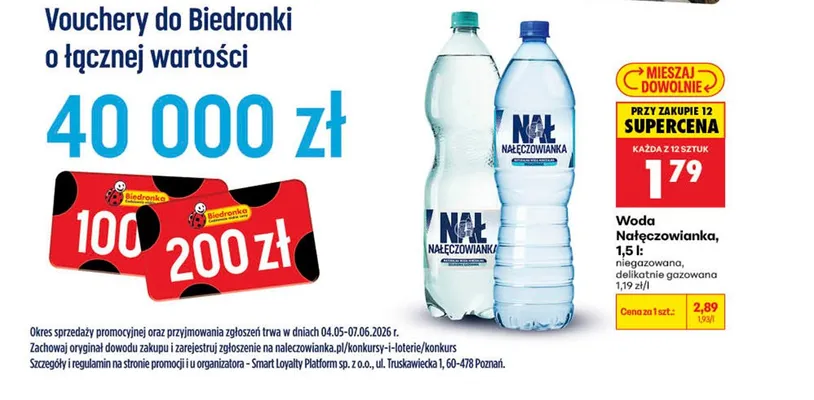Woda Nałęczowianka niegazowana promocja w Biedronka