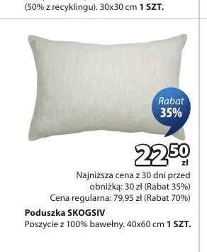 Poduszka SKOGSIV poszycie z 100% bawełny 40x60cm promocja w Jysk