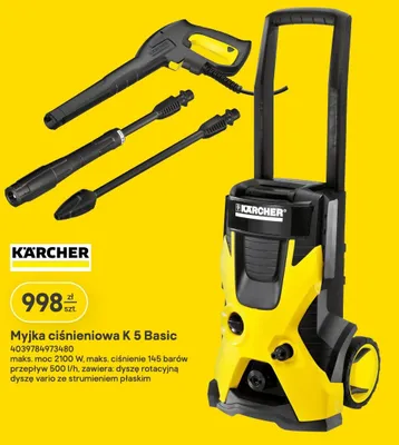 Myjka ciśnieniowa Kärcher K 5 Basic maks. moc 2100W maks. ciśnienie 145 barów przepływ 500l/h promocja w Castorama