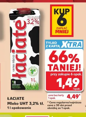 Mleko UHT Łaciate 3,2% promocja w Kaufland