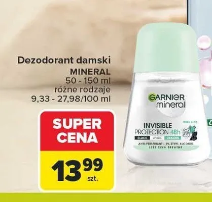 Dezodorant damski Garnier Mineral Invisible promocja w Carrefour