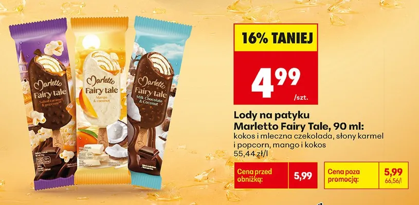 Lody na patyku mango i kokos Marletto Fairy Tale promocja w Biedronka