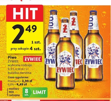 Piwo bezalkoholowe Żywiec 0,0% promocja w Intermarche