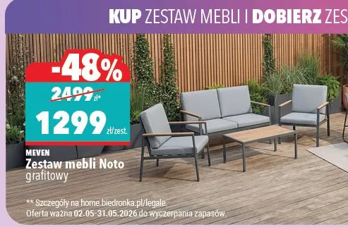 Zestaw balkonowy Noto grafitowy promocja w Biedronka Home