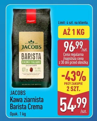 Kawa ziarnista Barista Crema Jacobs promocja w Aldi