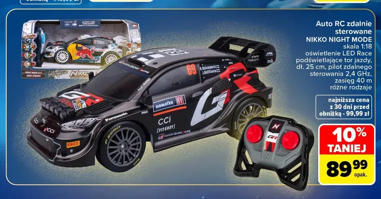Auto RC zdalnie sterowane Nikko Night Mode skala 1:18 promocja w Carrefour