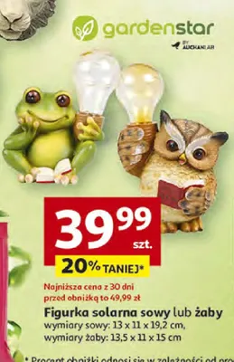 Figurka solarna sowa lub żaby promocja w Auchan