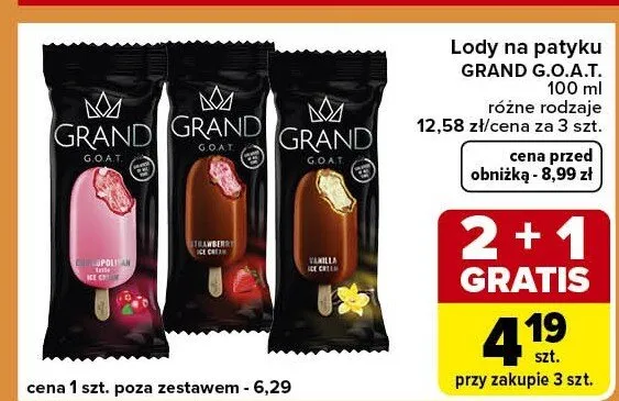 Lody na patyku różne rodzaje promocja w Carrefour Express
