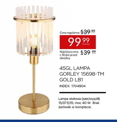 Lampa stołowa Gorley 15698-TM Gold 45GL LB1 promocja w Abra Meble