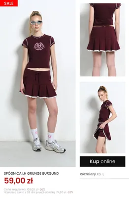 Spódnica LH Grunge Burgund promocja w Top Secret