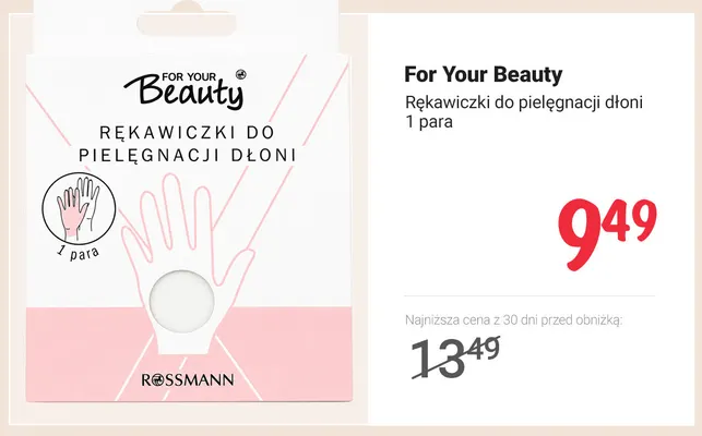 Rękawiczki do pielęgnacji dłoni 1 para For Your Beauty promocja w Rossmann