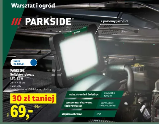 Reflektor roboczy LED Parkside promocja w Lidl