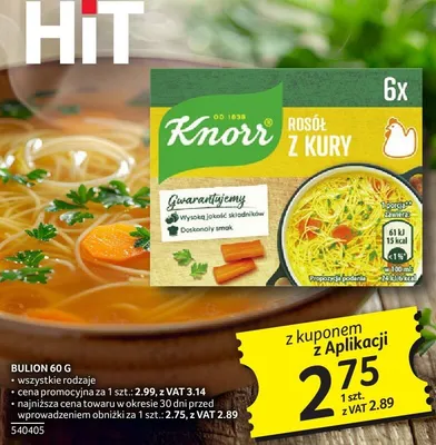 Bulion Knorr rosół z kury 60 g promocja w Selgros